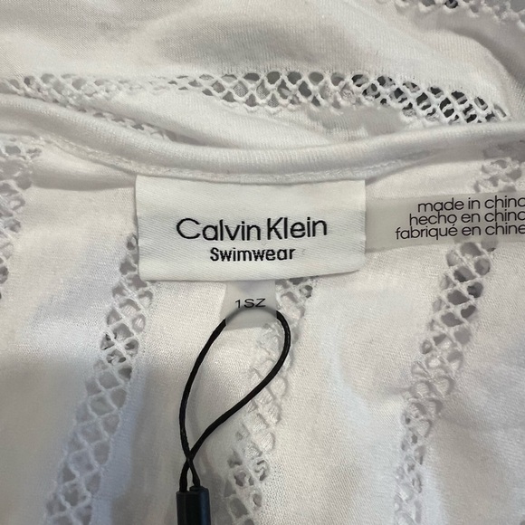 Calvin Klein Striped Maxi Caftan Cover-up in Soft White - Picture 7 of 9